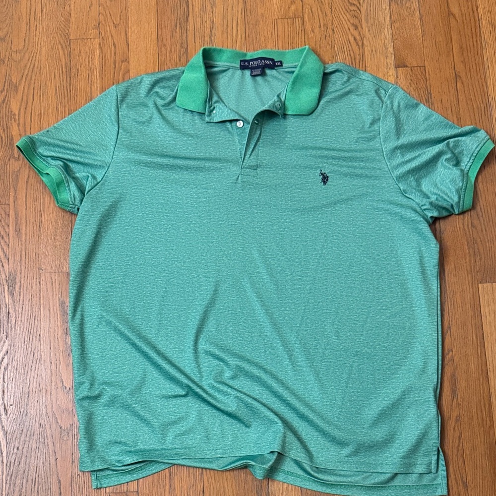 U.S. Polo Assn. Teal Heather Polo with Contrast Collar